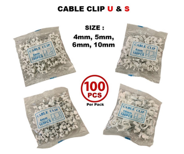CABLE CLIP 4MM, 5MM, 6MM, 10MM 100PCS (FOR IB DROP CABLE, MICRODUCT, RG6 CABLE, ASTRO MYTV CABLE, UG INDOOR CABLE) CC101