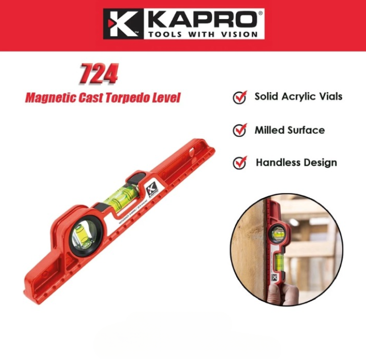 KAPRO 724 HANDLESS CAST TORPEDO/SPIRIT/WATER LEVEL TOOLBOX