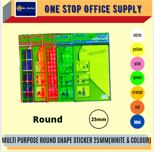 MULTI PURPOSE ROUND LABEL (DIA:25MM) -ALL COLOUR / Multi Purpose Label / Round Label / Sticker Label Colour / Multi Purpose Round Label
