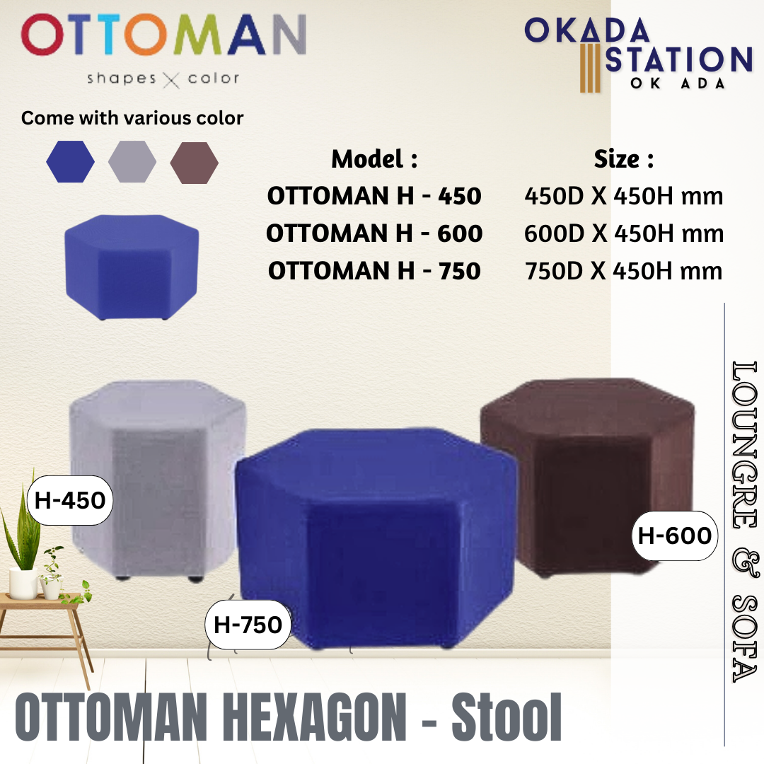 CLASSIC CHAIR OTTOMAN HEXAGON - SOFA STOOL / OTTOMAN H / LOUNGE & SOFA / HEXAGON SHAPE / HEXAGON SHAPE STOOL / SOFA STOOL / DISCUSSION CHAIR / STOOL / CHAIR / PU LEATHER / OTTOMAN SHAPE X COLOR
