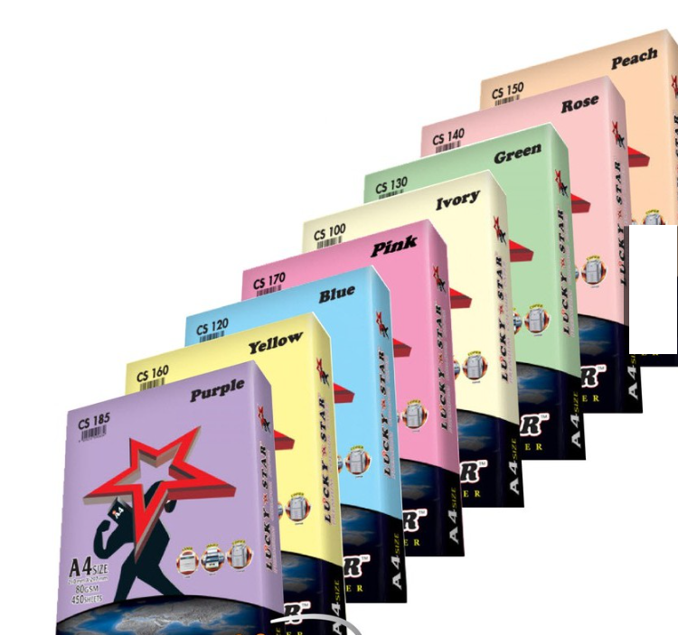 LUCKY STAR A4 COLOUR PAPER 80GSM 450S / COLOR CAN CHOOSE FROM THE CHART