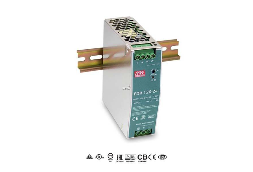 MEANWELL EDR SERIES 120W SINGLE OUTPUT INDUSTRIAL DIN RAIL POWER SUPPLY (24V)