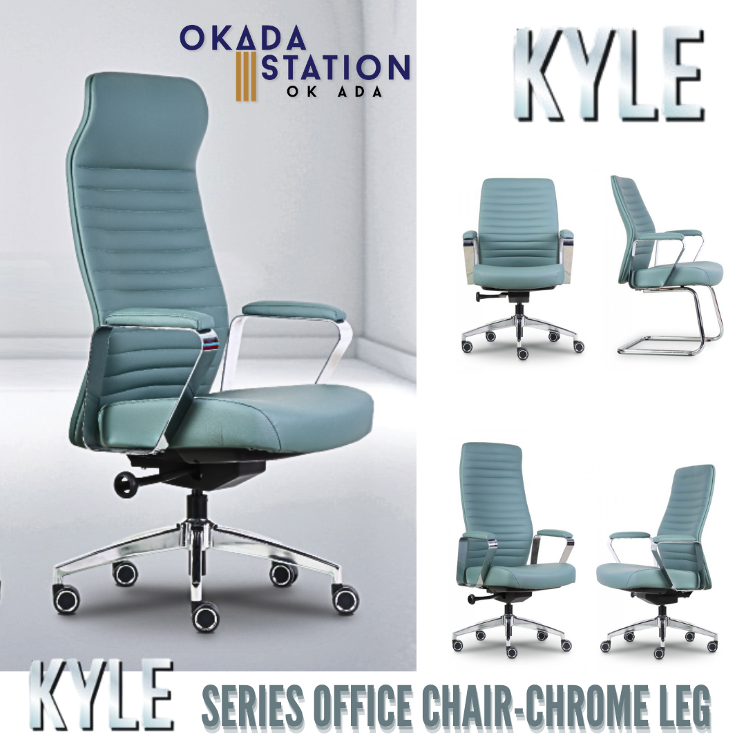 KYLE ERGONOMIC OFFICE CHAIR - ALL SIZE / CHROME SERIES / OFFICE CONFERENCE CHAIR / OFFICE SWIVEL CHAIR / EXECUTIVE CHAIR / DIRECTOR CHAIR / OFFICE CHAIR / CHROME HIGH BASE / FABRIC / PU LEATHER / KYLE