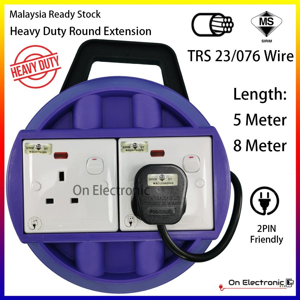 2 GANG Extension Box Cable Reel Extension Roll Portable (8 Meter)
