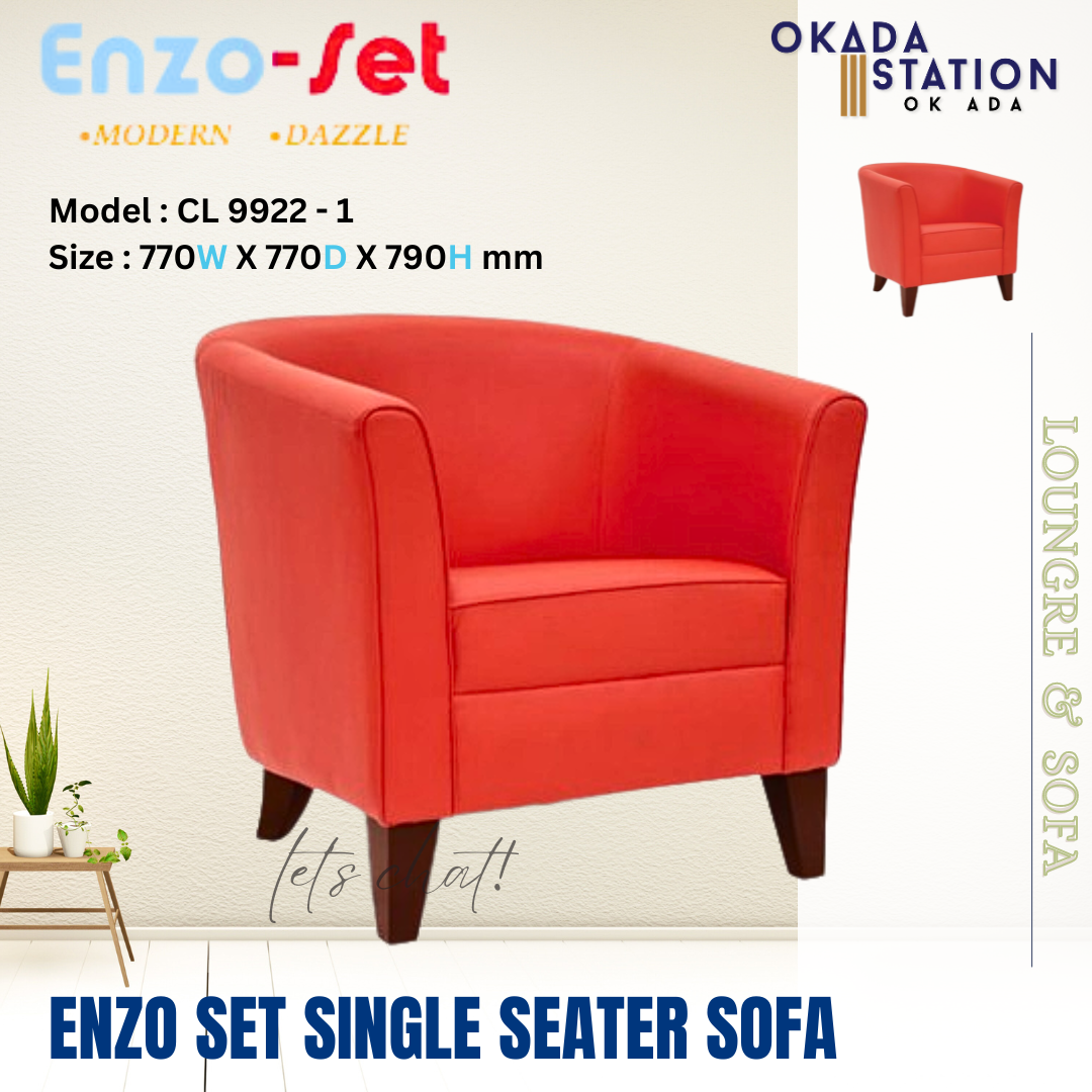 CLASSIC CHAIR ENZO-SET SOFA - (SINGLE , DOUBLE ,TRIPLE SEATER & PEANUT SHAPE BENCH) / ENZO SOFA / ENZO-SET SERIES / SINGLE SEATER / DOUBLE SEATER / TRIPLE SEATER / PEANUT SHAPE BENCH / PU LEATHER / ENZO-SET / SOFA / CHAIR / BENCH