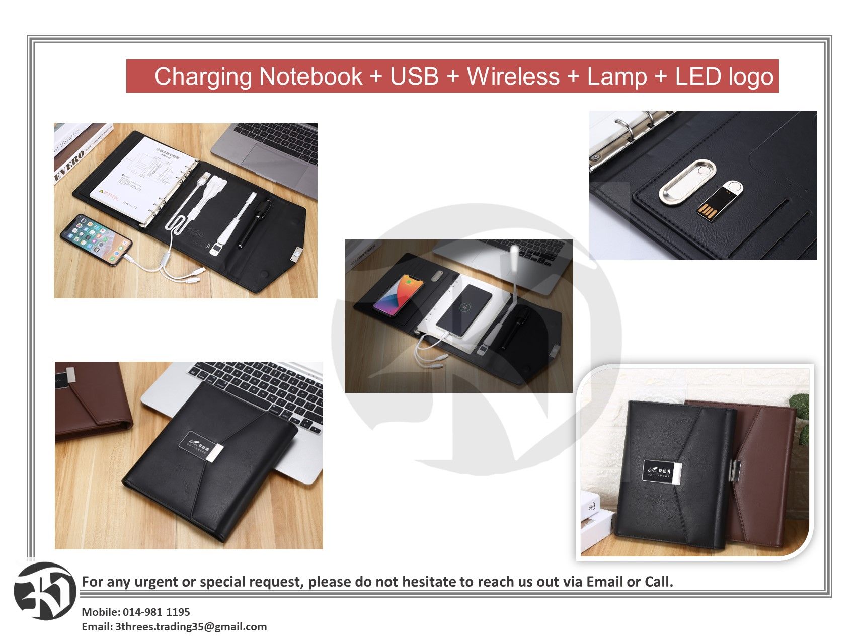 Charging Notebook ( USB ) Wireless And Lamp WITH LED logo