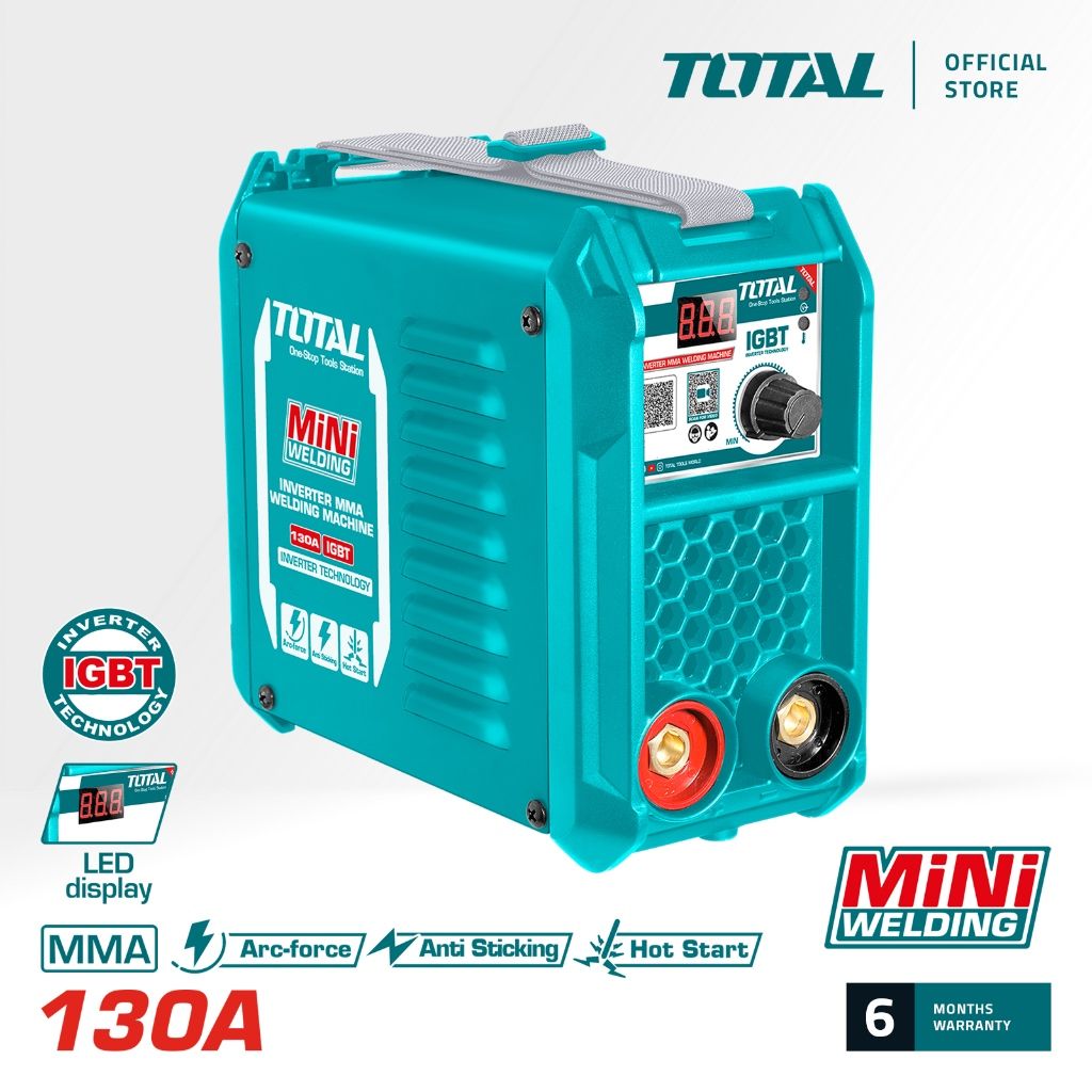 TOTAL INVERTER MMA WELDING MACHINE (130A/1.6-3.2MM) IGBT + LED DISPLAY + WIRE BRUSH + HELMET + SHOULDER STRAP TW213018