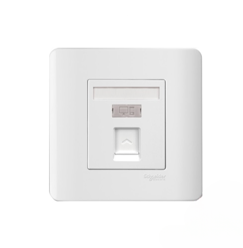 SCHNEIDER ZENCELO E8431RJS/5_WE 1GANG CAT 5E DATA OUTLET ON SHUTTERED WALLPLATE (WHITE)