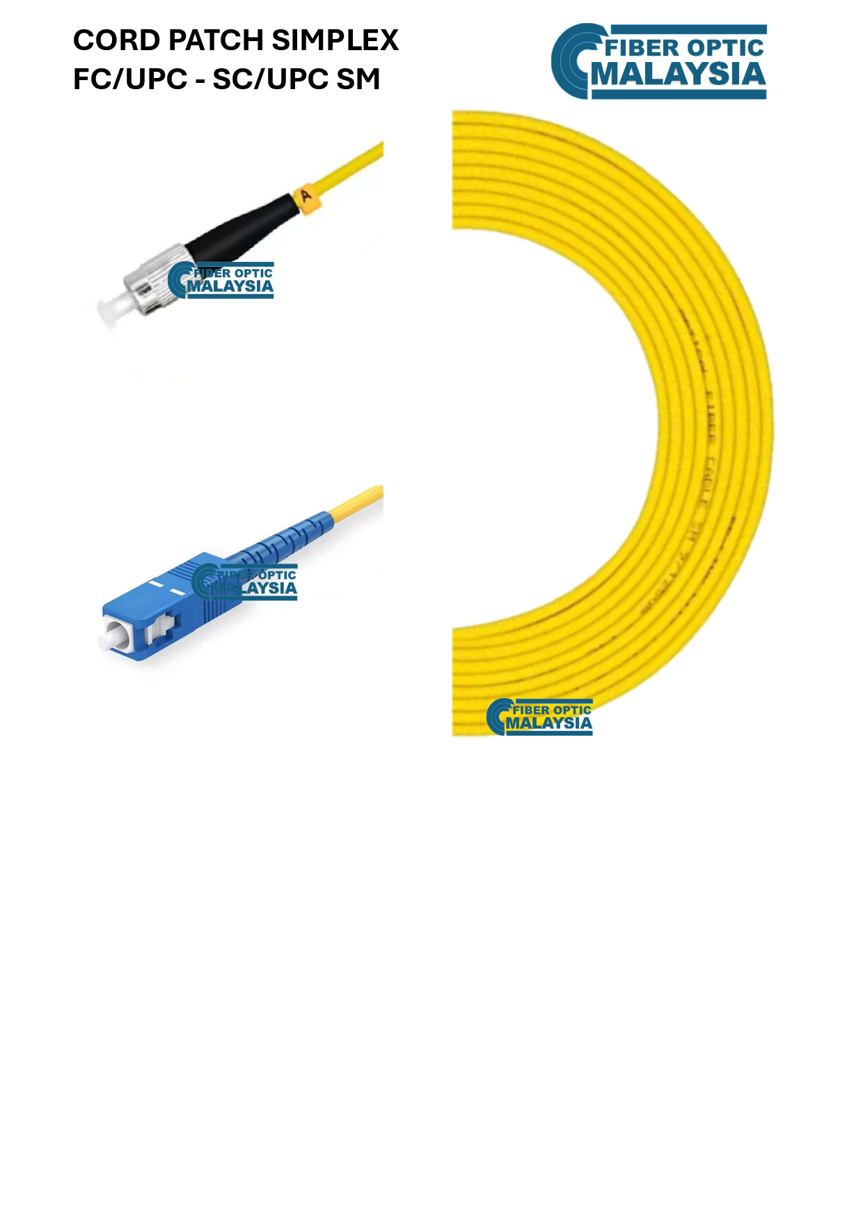 CORD PATCH SC/UPC - FC/UPC SM 10M SIMPLEX PATCHCORD