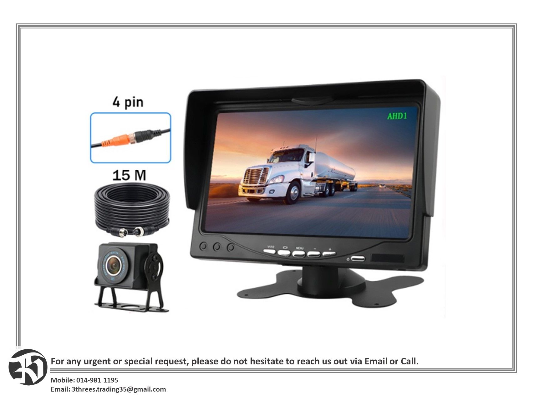 7 Inch AHD Rear View Camera for Large Truck/Bus 1080P
