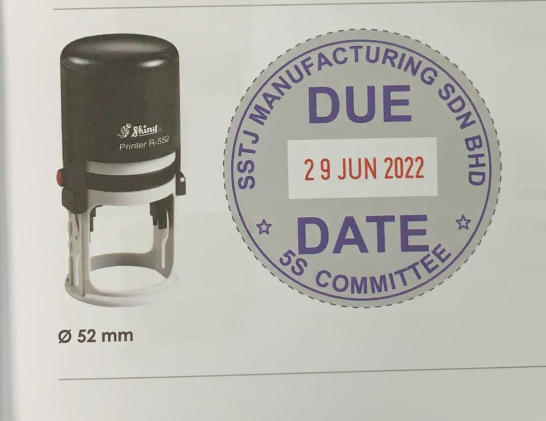 SHINY SELF-INKING ROUND DATE RUBBER STAMP WITH RUBBER - R-517D, R-524D, R-532D, R-538D, R-542D, R546D, R-552D