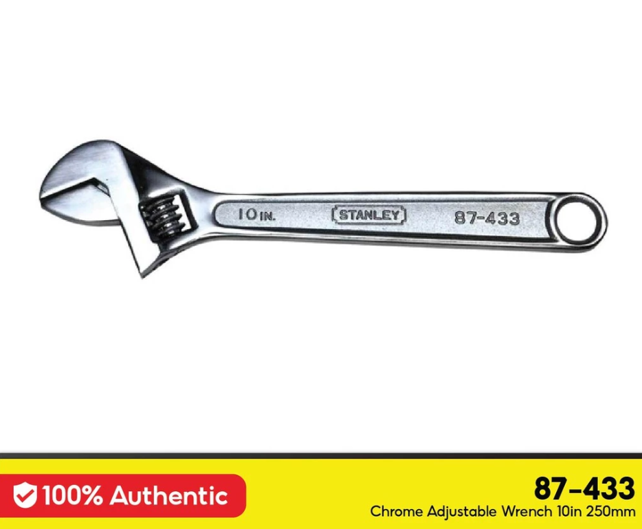 STANLEY STMT87433-8 (87-433-1) CHROME ADJUSTABLE WRENCH 10IN 250MM