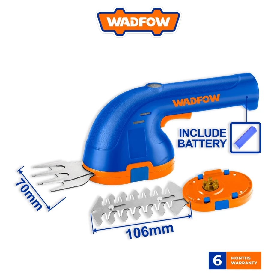 WADFOW LI-ION GARDEN SHEAR (4V) CORDLESS (USB TYPE-C CHARGING) W/ HEDGE TRIMMER + GRASS SHEAR (WJC1504)