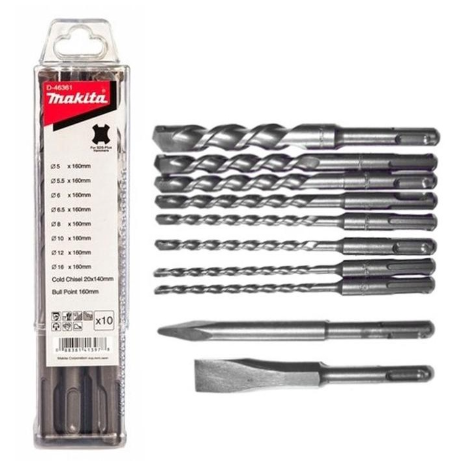 MAKITA SDS PLUS DRILL & CHISEL 10 PCS/SET D-46361