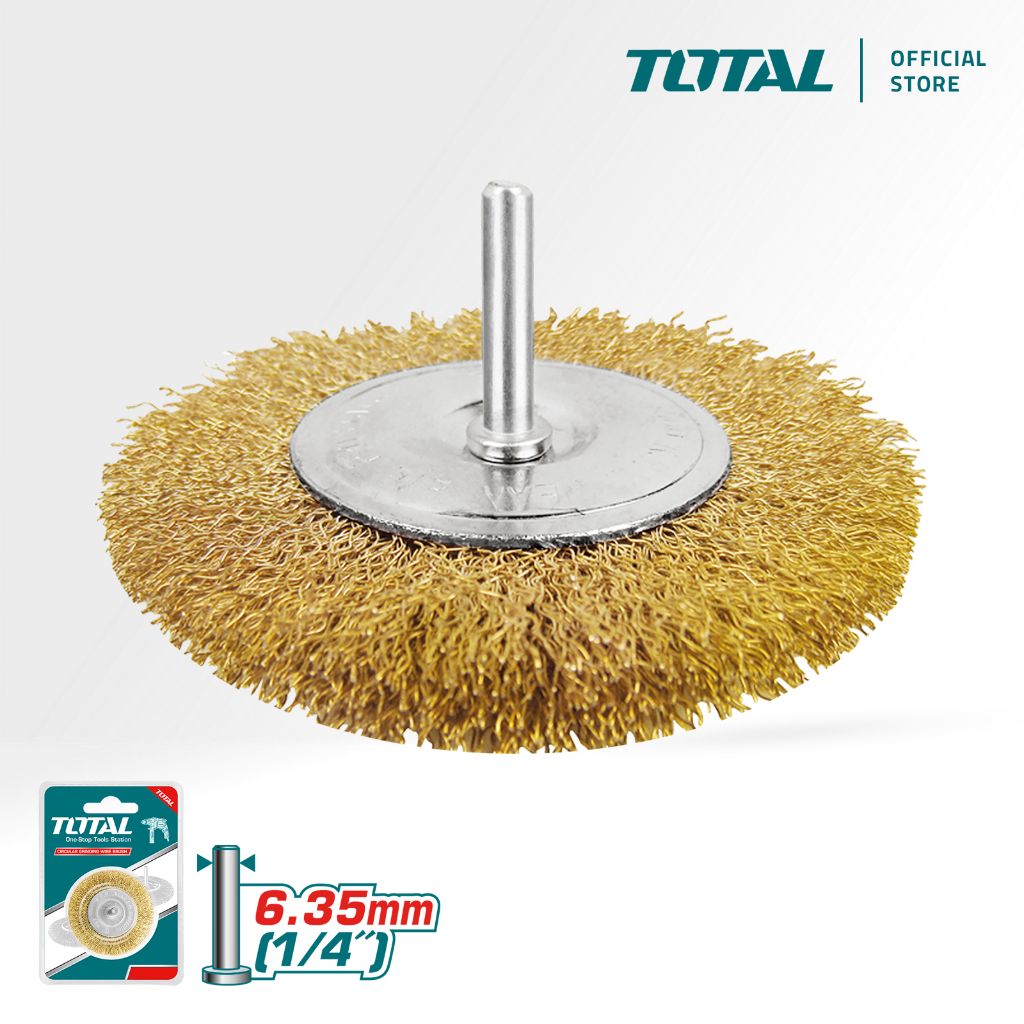 TOTAL WIRE WHEEL BRUSH WITH SHANK FOR PLANING DEBURRING EDGE HONING & PAINT STRIPPING (2"/3") TAC34021/TAC34031