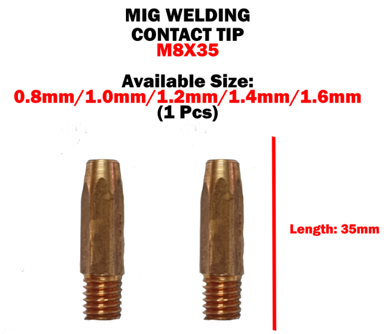 MIG WELDING TORCH CONTACT TIPS (M8X35)