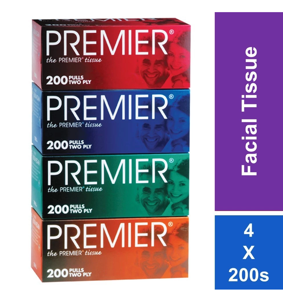 Premier Facial Tissue 2ply 200s x 4
