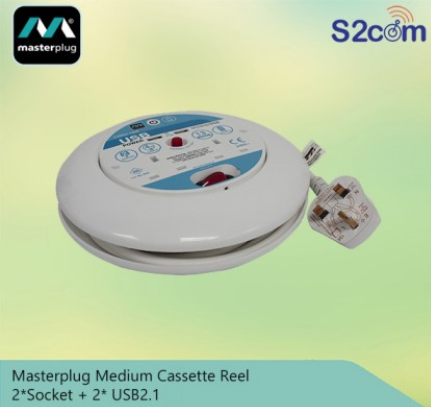 Masterplug Medium Cassette Reel 2*Socket + 2* USB2.1
