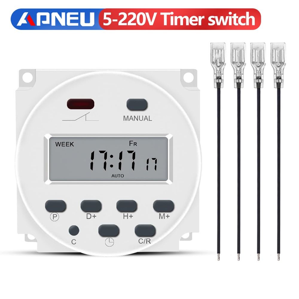 CN101A 5V 12V 24V 110V 220V Digital Timer Switch 7 Days Weekly Programmable Time Relay Programmer Built-in Rechargeable Battery
