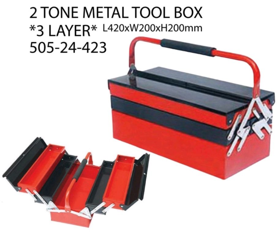 2 Tone metal tool box , 3 layer L420 x W200 x H200mm (505-24-423)