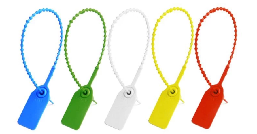 SENG 100Pcs Disposable Plastic Pull-Tite Security Seals Signage Numbered Self Locks - Red