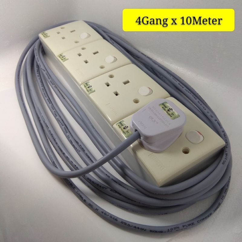 Extension Socket 4 Gang x 10 Meter (SIRIM)