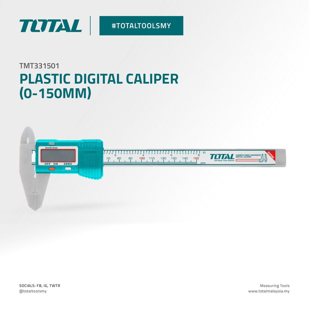 TOTAL PLASTIC DIGITAL CALIPER RANGE WITH LCD DISPLAY PA66 PLASTIC (0MM-150MM) TMT331501
