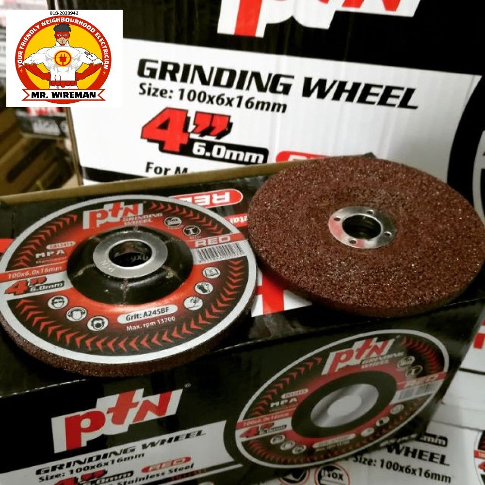 PTN Grinding Disc 4inch 25pcs 100x6x16 for Metal & Mild Steel