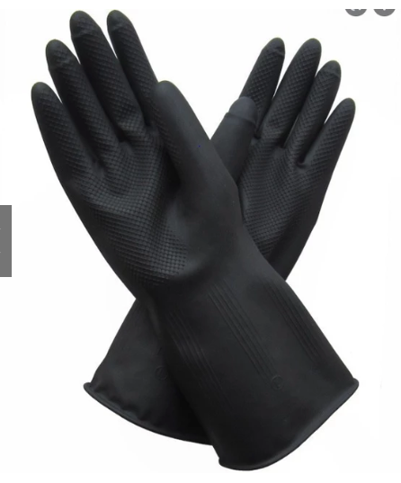 ok LATEX Rubber Gloves / Black Colour / size : 12 inchi / Dish Washing Gloves 12 Inch Rubber Gloves