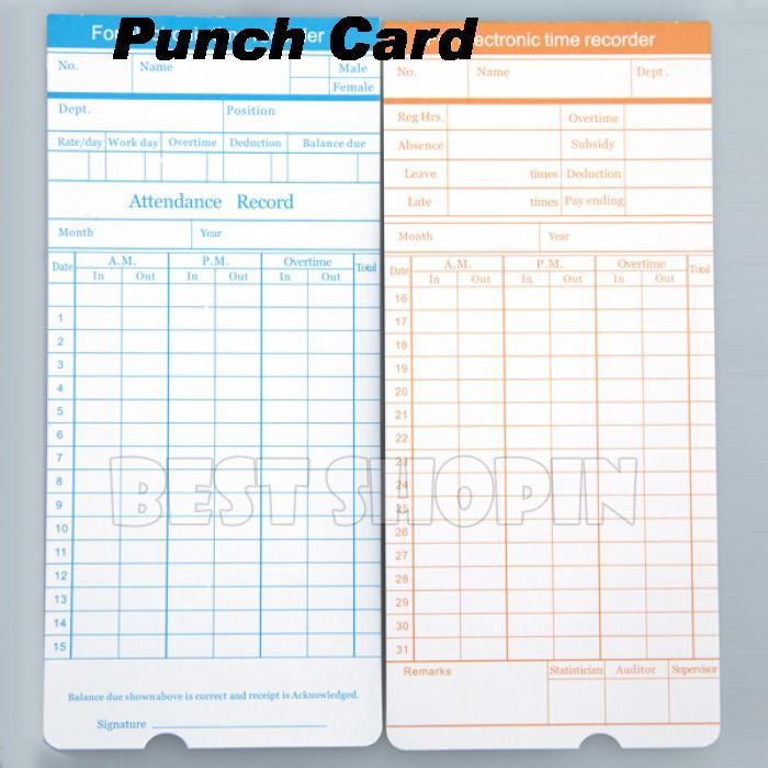 QP Card Time Recorder 100 pieces