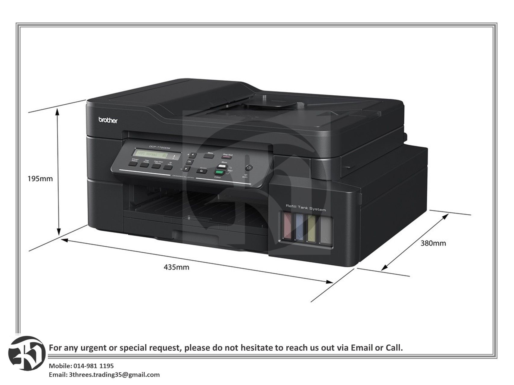 BROTHER DCP-T720DW INK TANK PRINTER RELIABLE MULTIFUNCTION PRINTER WITH CONVENIENT 2