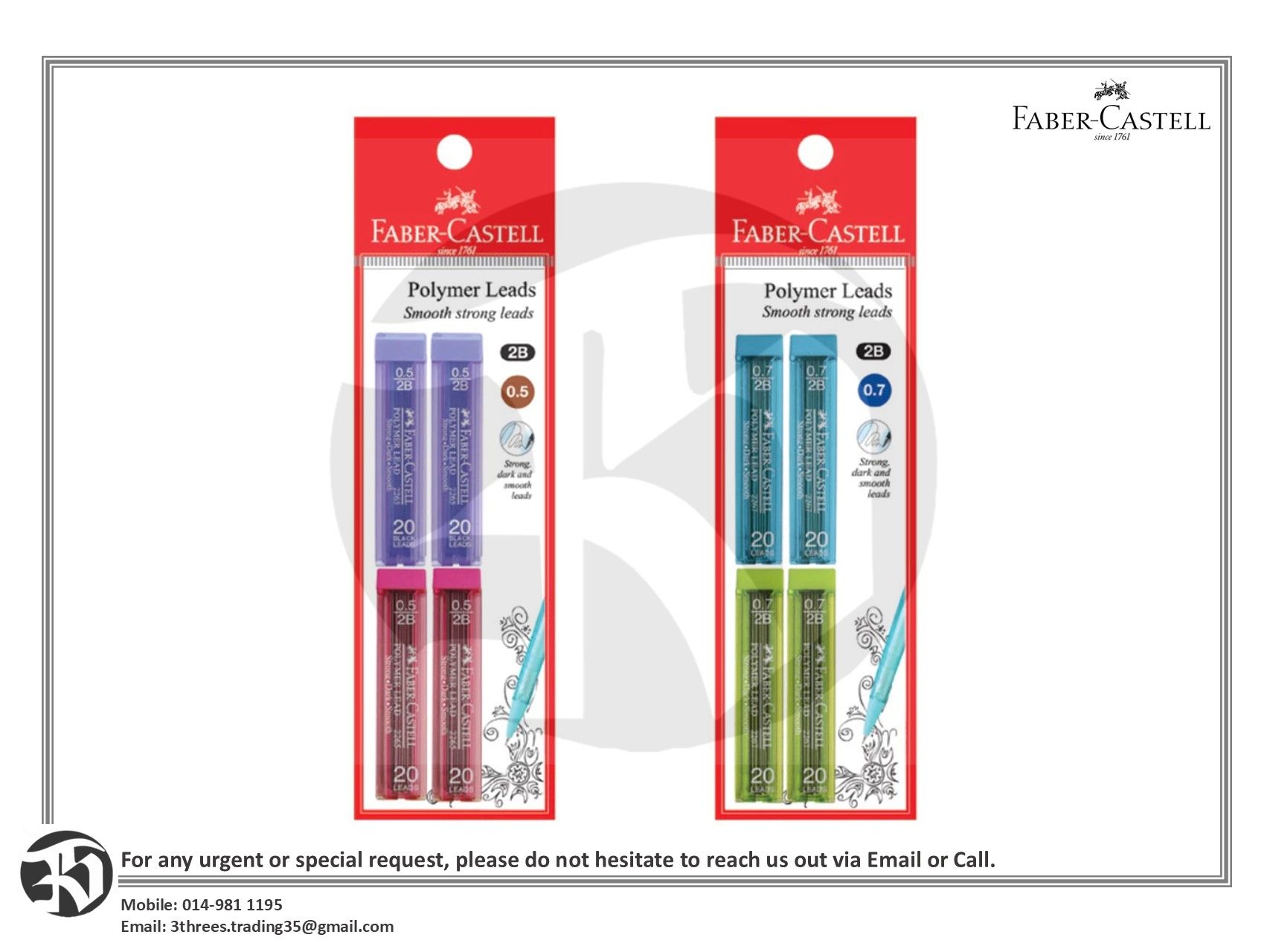 Faber-Castell Polymer Lead 2B 0.5mm/0.7mm