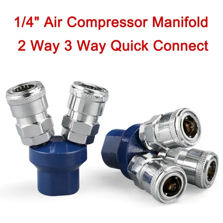 Air Compressor Manifold 2 Way Quick Connect Multi Hose Coupler Fitting Coupling