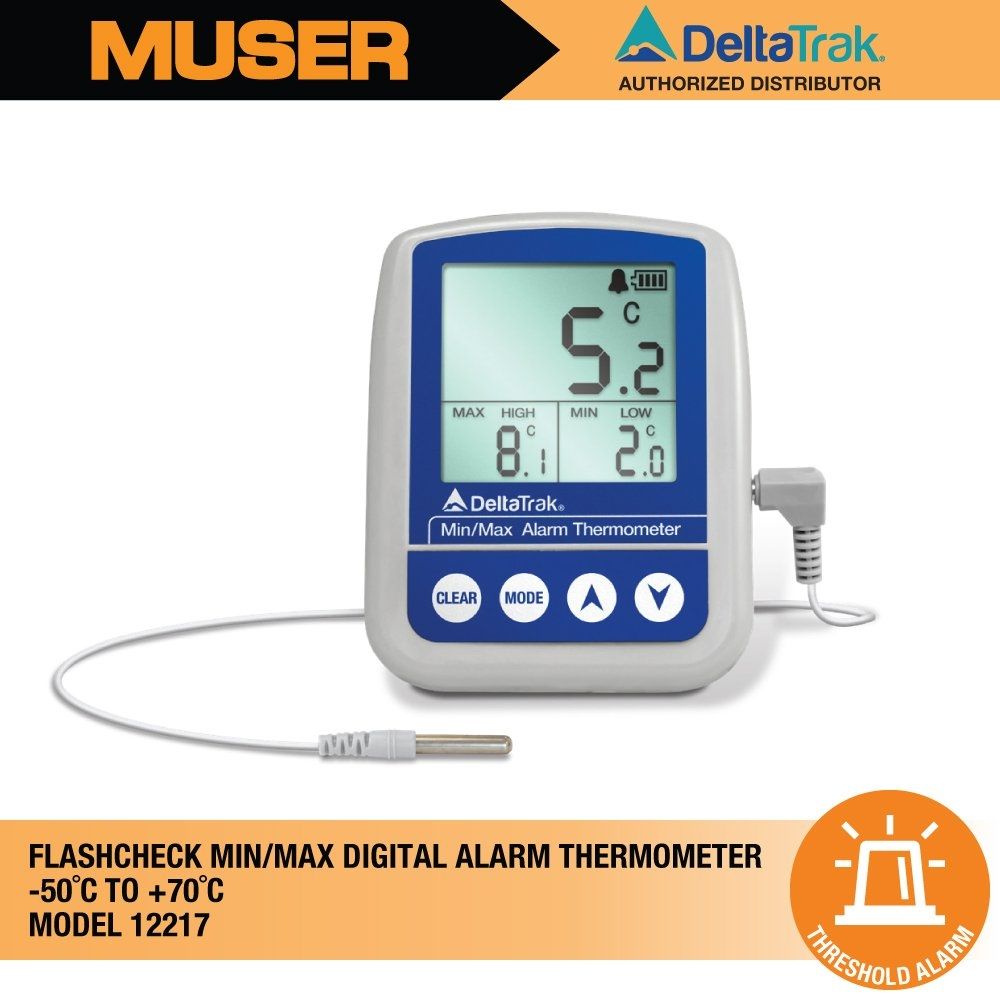 DeltaTrak 12217 FlashCheck Min-Max Alarm Digital Thermometer for Freezer & Chiller // -50°C to 70°C