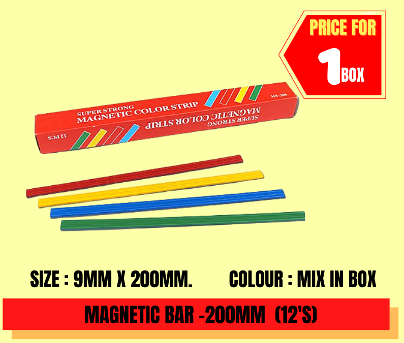 MAGNETIC BAR / 9MM X 200MM / 12 PCS / BOX / MAGNETIC STRIP / MAGNETIC / BATANG MAGNET