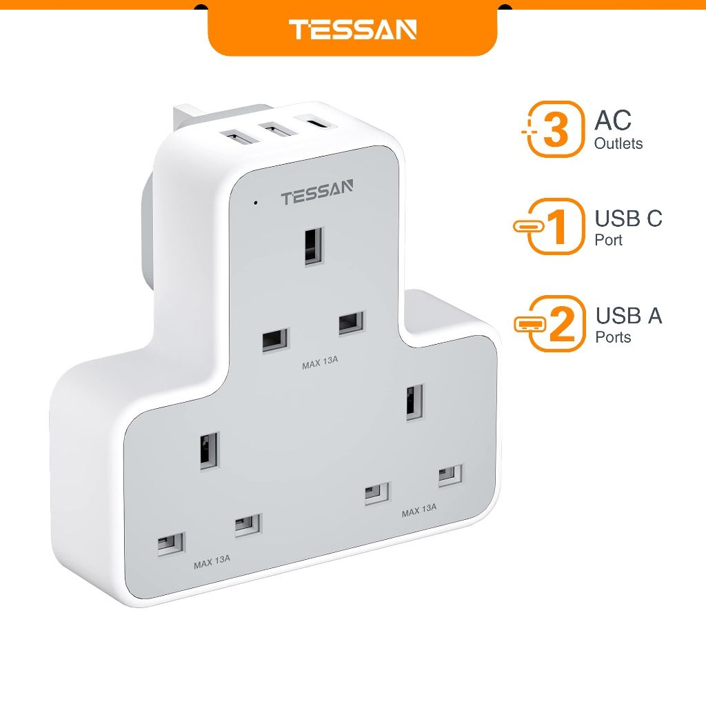 TESSAN Multi Plug Extension Adapter