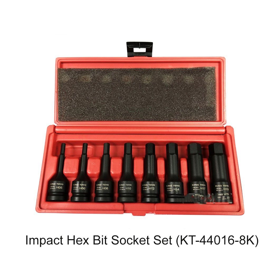 King Toyo KT-44016-8K 8Pcs Impact Hex 1/2" Dr Socket Set