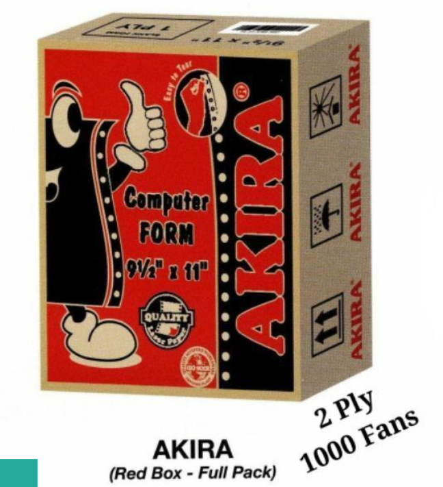 AKIRA 9.5" X 11" 2 PLY 1000 FANS NCR PAPER COMPUTER FORM (ALL WHITE)