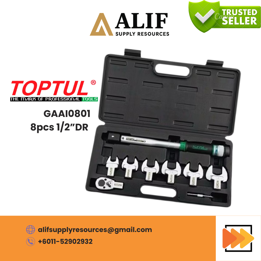 TOPTUL 8PCS 1/2" DR. Head-Interchangeable Spanner Torque Wrench Set GAAI0801