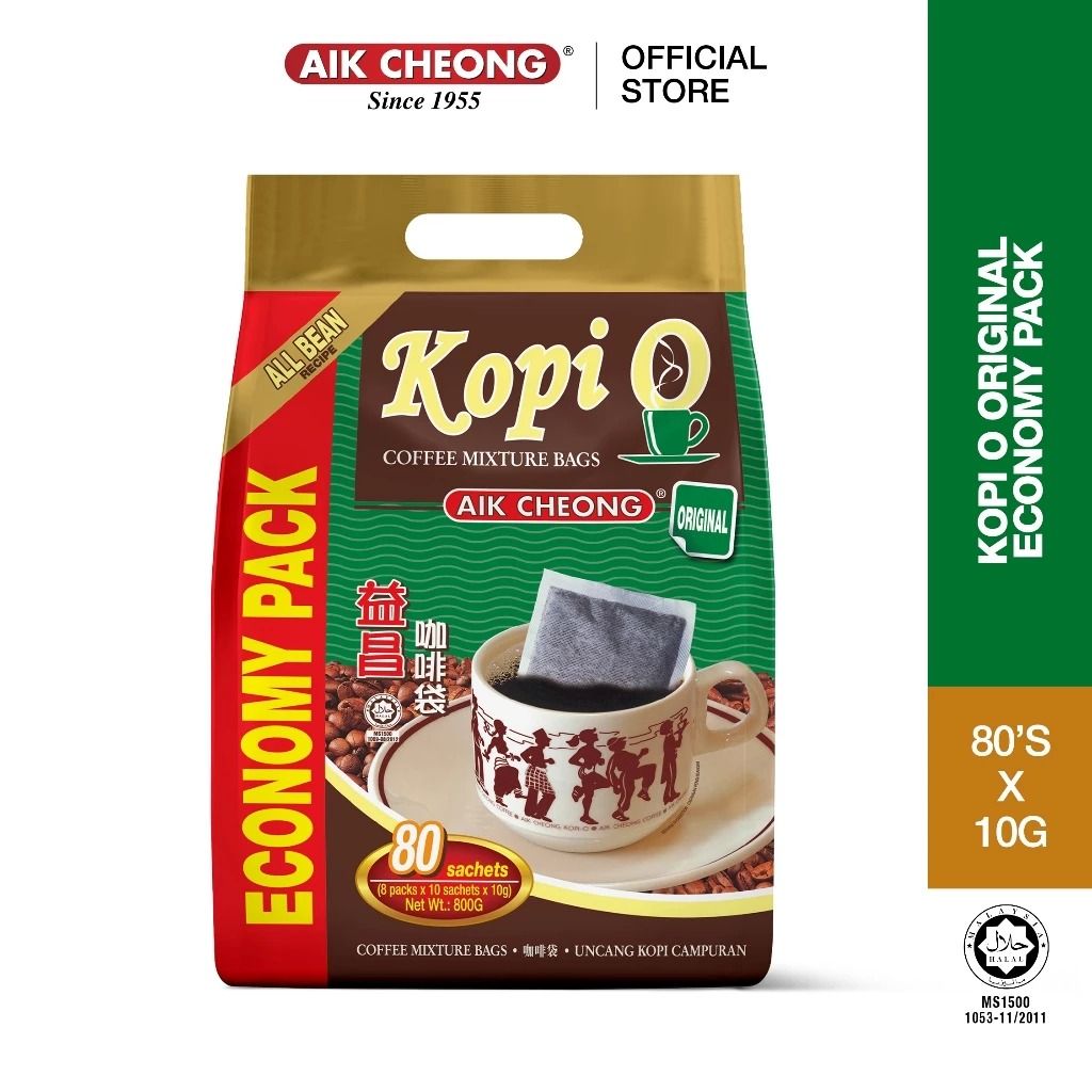 AIK CHEONG Kopi O Original 1kg Economy Green pack 80's x 10g