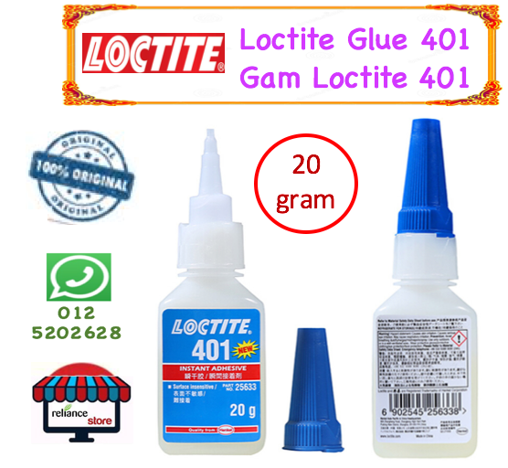 Loctite 401 Super Glue -20 gram / Instant Adhesive /Strong Adhesive Glue / Gam Loctite # Produk USA # RP0632 ( KTT : 1 Botol @ 20 gram )