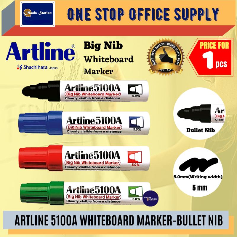 ARTLINE 5100 / MARKER PEN / WHITEBOARD MARKER / 5.0MM / 5100A / WHITE BOARD MARKER / MARKER / BIG HEAD / PEN MARKER / ALL COLOUR / PEN PAPAN PUTIH /