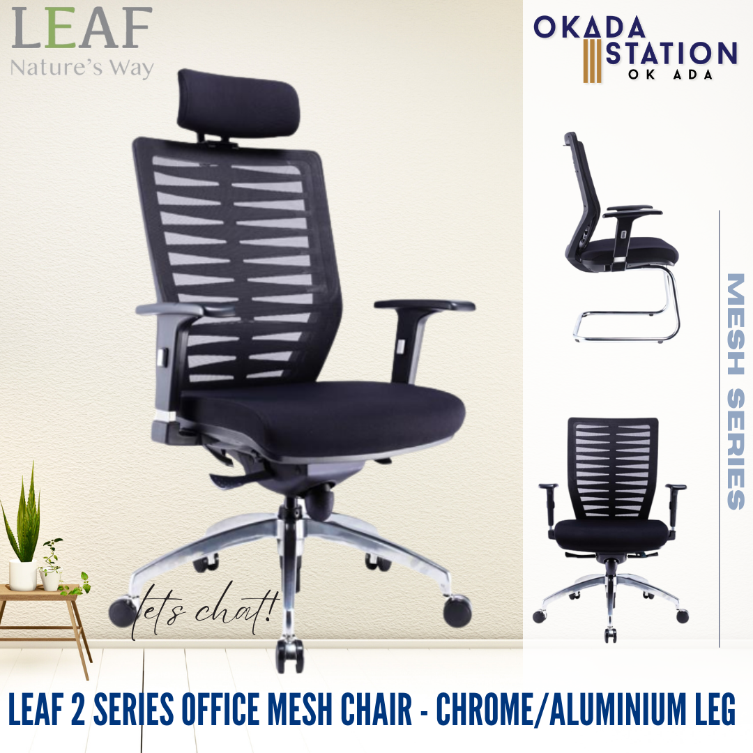 LEAF 2 ERGONOMIC OFFICE MESH CHAIR WITH ALUMINIUM LEG - FABRIC SEAT / CLASSIC CHAIR / MESH SERIES / LEAF 2 SERIES / ERGONOMIC MESH CHAIR / LEAF SERIES OFFICE CHAIR / ERGONOMIC OFFICE CHAIR / OFFICE CHAIR / MESH CHAIR / CHAIR / LEAF 2