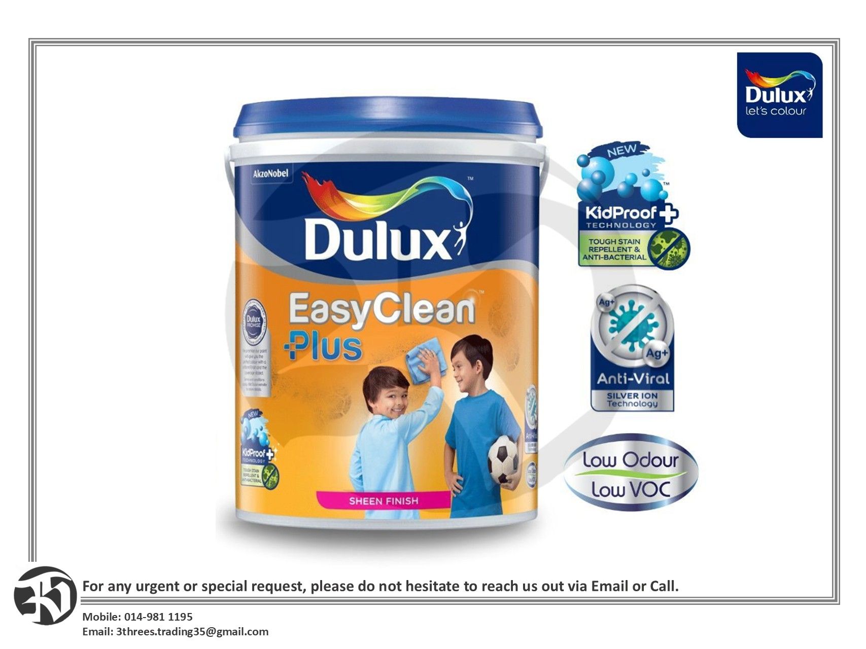 Dulux EasyClean Plus - Brilliant White (2290) 1L/5L/18L