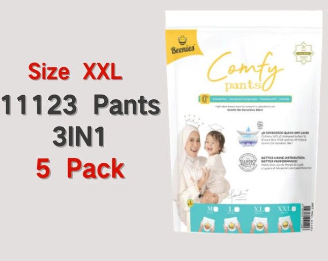 Beenies Comfy Pants / Carefy Tape Disposable Baby Diapers Trial Pack 4in1 /3in1 -  5 pack 5 pk 11123 XXL pant SL-11120-11123-11130-11134-KK