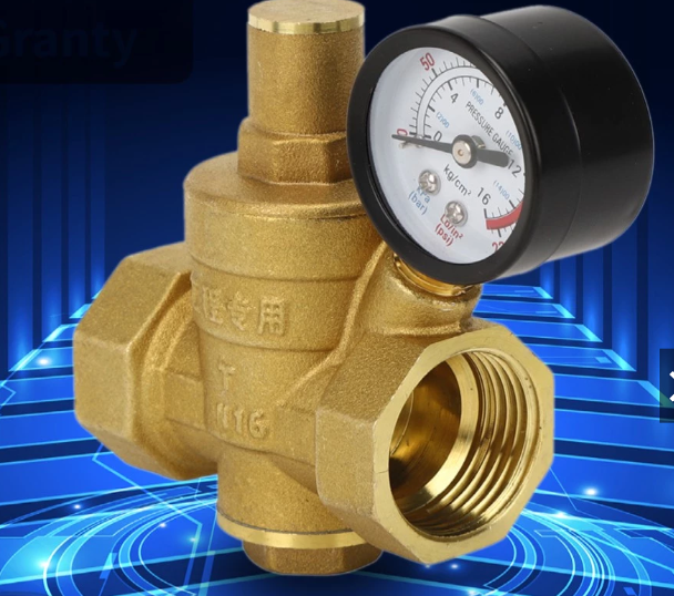 - DN25 Brass Adjustable Water Pressure Reducing Regulator Reducer With Gauge Meter