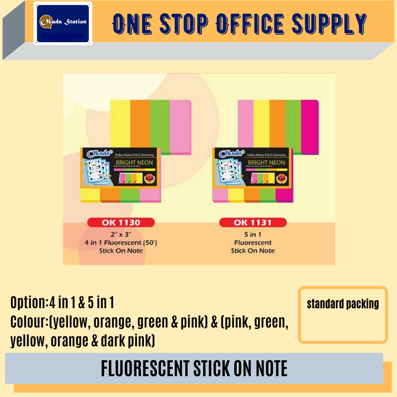 MIX COLOR STICKY NOTE (5 IN 1 ) /Okada /Sticky Note /Colour Sticky Note /Mix Colour /OK1130