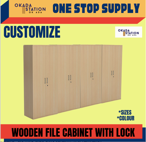 VS CUSTOMIZE / WOODEN FILE CABINET WITH SWINGING DOOR & LOCK.
