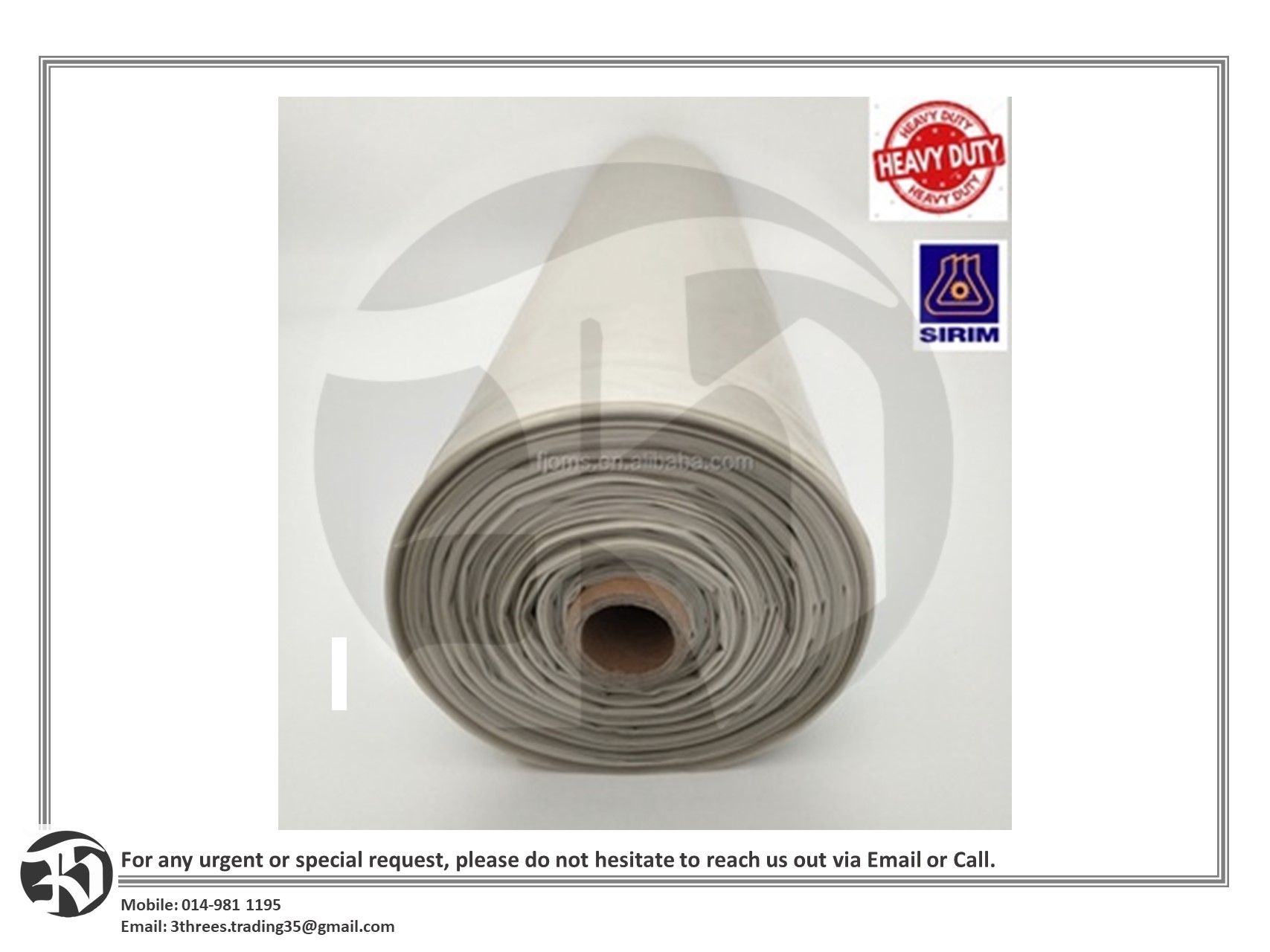 HEAVY DUTY 0.25mm (WITH SIRIM) PLASTIC SHEET/WATERPROOFING SHEET