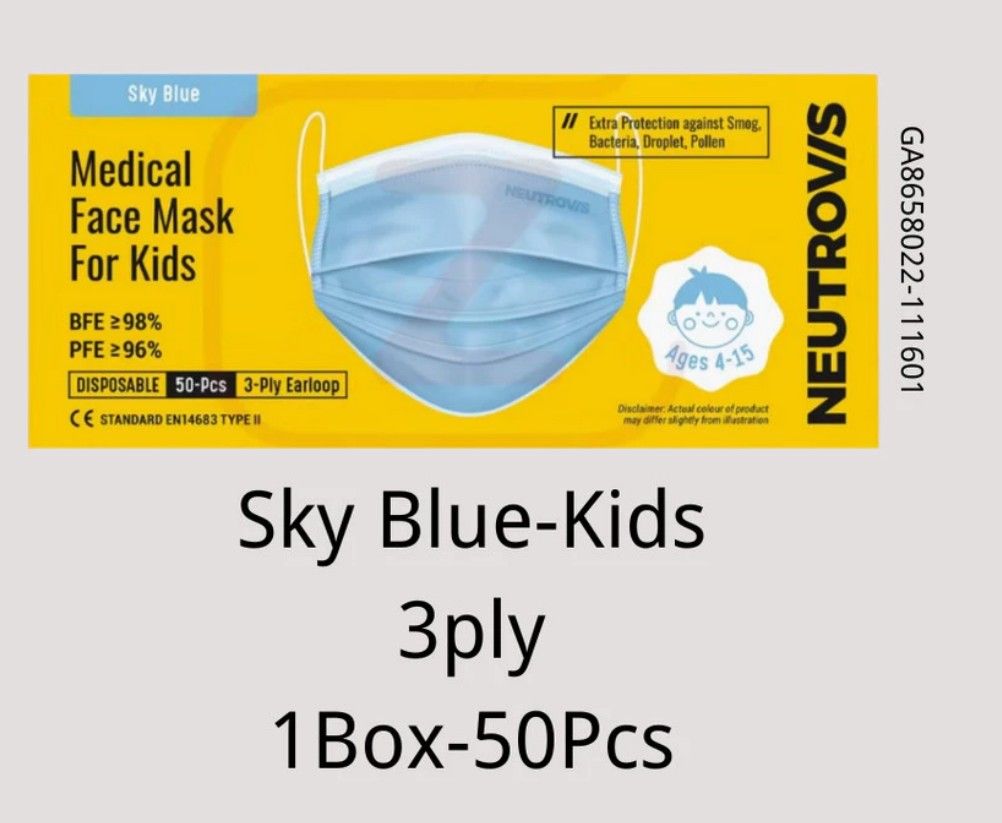 Neutrovis Premium 4ply/ KF94/ KN95 Soft Earloop Medical Face Mask 71630 Kid blue Y-HK-71319-KK
